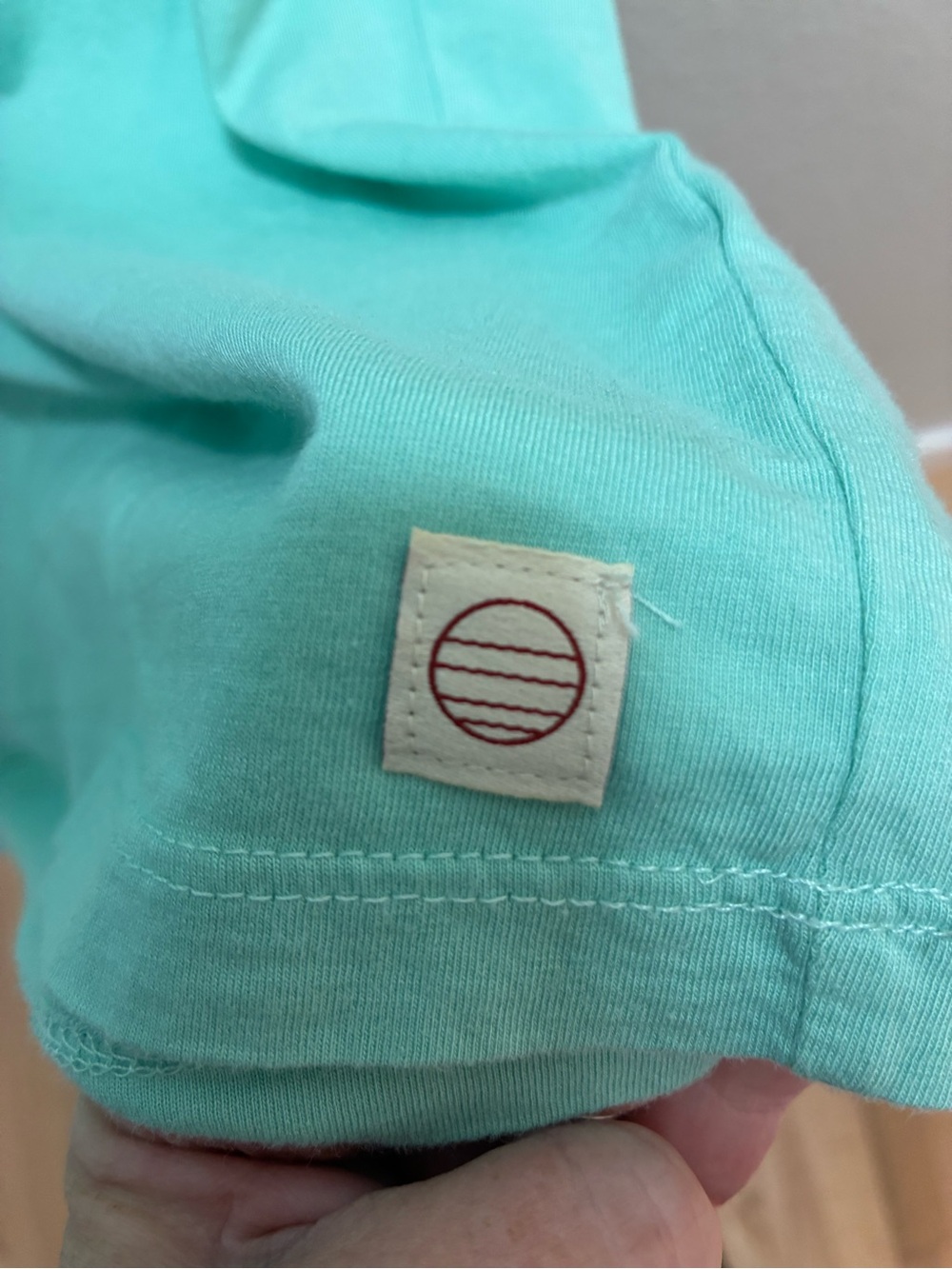 Marine Layer Mint Green Tee with Rainbow Chest Stripe - Picture 3 of 4